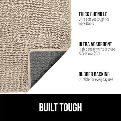 GORILLA GRIP SoakSTOPPER Dog Door Mat, Machine Washable Rug Absorbent Doormat Captures Moisture Mud Dirt, Quick Dry Soft Chenille Entryway Rugs Indoor Entrance Mats for Dog Paws, 24x17 Beige