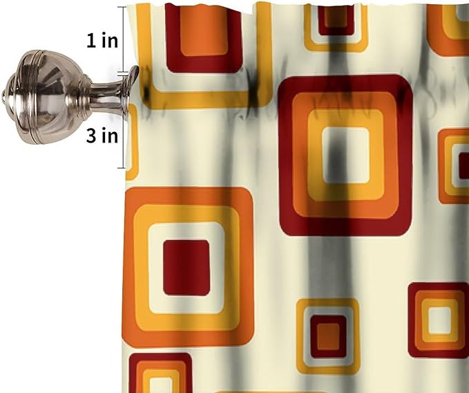 Mid Century Modern Valance Curtains, Retro Colorful 70S Vintage Abstract Geometric Window Curtain Valance for Bedroom Living Room Kitchen 54x18inch