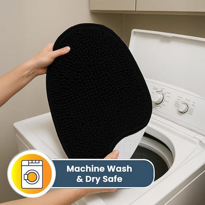 Muddy Mat® Shown on TV – Super Absorbent Microfiber Dog Door Mat for Muddy Paws, Non-Slip Washable Pet Rug, Quick Dry Chenille Entryway Carpet,Machine Washable Indoor Outdoor Mat, Black Oval 3ft x 5ft