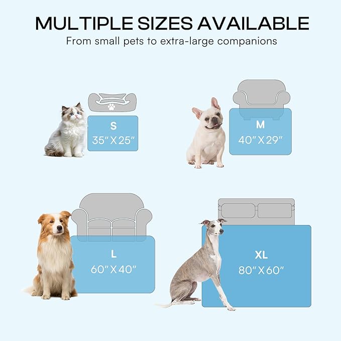 Luciphia Premium Cooling Dog Blanket Washable Q-MAX>0.5 Small Medium Large Pet Mat Puppy Cat Self-Cooling Soft Breathable Calming Throw for Sofa Crate Bed (Light Blue,40x60 inches)
