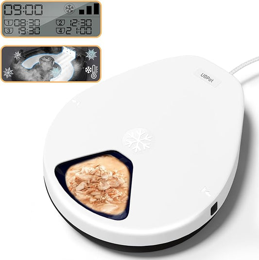 UBPET Automatic Cat Feeder Wet Food, 2025 Upgraded Refrigerated Auto Cat Feeder with Semiconductor Cooling, 4 Days Freshness 5 Meals, Pet Food Dispenser for Cats and Small Dogs, Easy to Clean