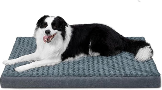 KHONSU PET Dog Bed Mat Plush 3in Orthopedic Pad for Large Dogs up to 35 lbs Medium Waterproof Removable Cover Machine Washable for Medium Sized Dogs