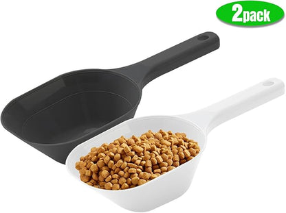 1 Cup Pet Food Scoop Set With Measuring Lines For Dog, Puppy and Cat (Black and White)