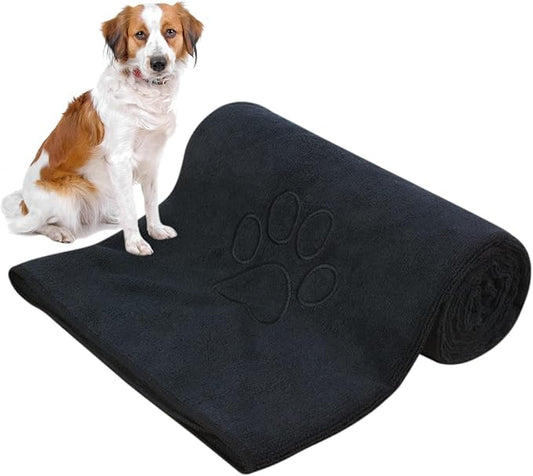 KinHwa Dog Towel Super Absorbent Pet Bath Towel Microfiber Dog Drying Towel for Small, Medium, Large Dogs and Cats 30inch x 50inch Black