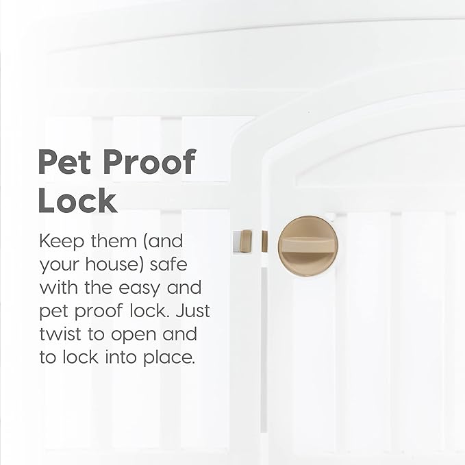 IRIS USA Dog Playpen 34" Tall Dog Playpen Indoor – 8-Panel Puppy Playpen with Door, 63 x 63 x 35, Extra Tall Dog Play Pen Indoors for Large Dogs, Plastic Pet Playpen, Indoor Dog Pen, White