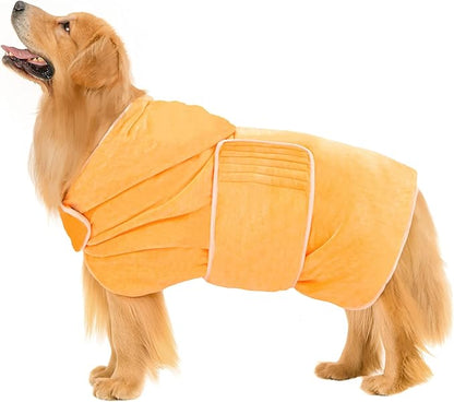 Avont Dog Bathrobe - Super Absorbent Pet Drying Towel Bath Robes After Bath Shower Swim Wet Walk for Puppies -Yellow(XXL)