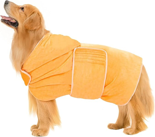 Avont Dog Bathrobe - Super Absorbent Pet Drying Towel Bath Robes After Bath Shower Swim Wet Walk for Puppies -Yellow(XXL)