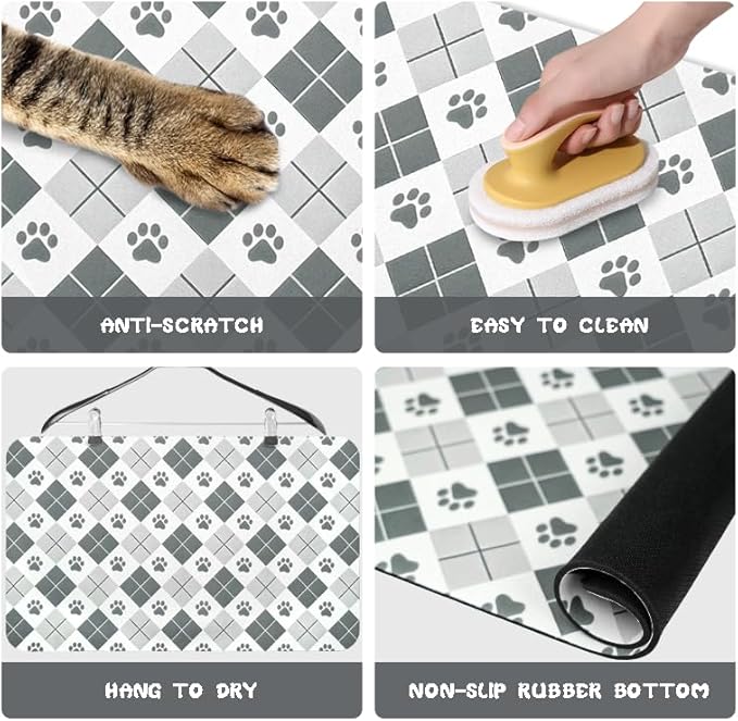 Dog Food Mats for Floors Waterproof, Dog Cat Water Bowl Mats Pet Feeding Absorbent Mat Dog Cat Pet Placemats for Food and Water Paw 16 * 24 inch