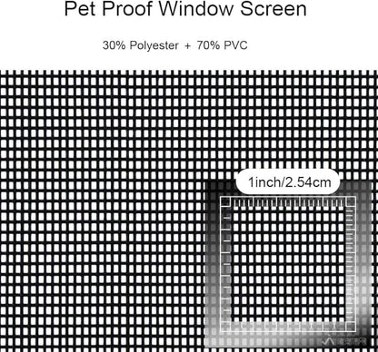 Pet Proof Window Screen Replacement Adjustable Thicken Charcoal Fiberglass Screen Mesh Dog Cat Net for Patio Porch Sliding Door (40"X40")