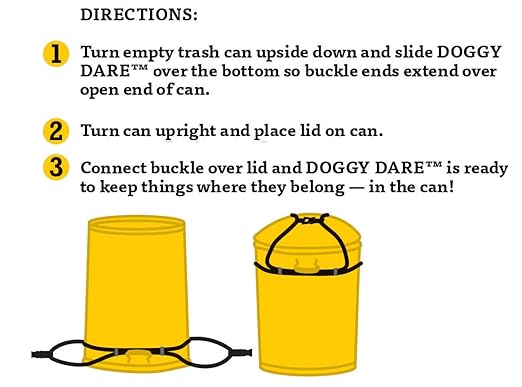(2 Pack) Doggy Dare Trash Can Lock - Extra Large - Fits 80-95 Gallon Trash Cans - Perfect for Dogs, Raccoons, Opossums - Bungee Cord Design Makes Install Simple (Trash Can NOT Included)
