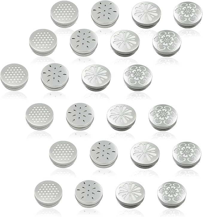 Suartus Dog Scent Work Tins, 24Pcs Dog Scent Training Box,Dog Nose Work Metal Containers,Dog Scent Training Kit,Smell Training Canisters Aluminum Tin Cans with Hollow Lids for Dogs Training (24pcs)