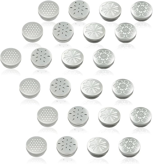 Suartus Dog Scent Work Tins, 24Pcs Dog Scent Training Box,Dog Nose Work Metal Containers,Dog Scent Training Kit,Smell Training Canisters Aluminum Tin Cans with Hollow Lids for Dogs Training (24pcs)