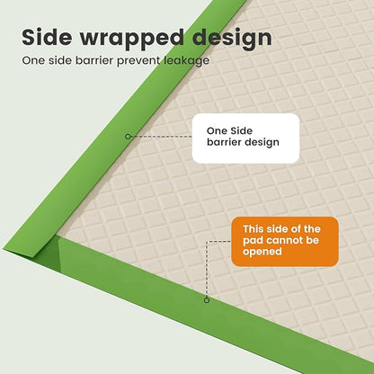 Gardner Pet Dog Pee Pads Rugular 22"x22", Thicker ECO Green Small Disposable Puppy Training Pads Super Absorbent Full Edge-Wrapping Pad for Dogs, Puppies, Doggies, Cats-(20 Count)