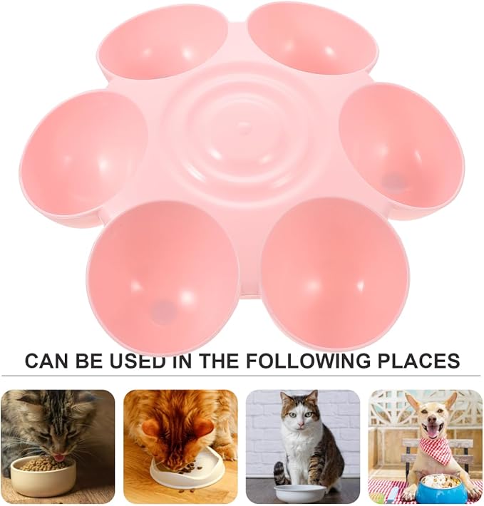 POPETPOP Cat Food Bowl with 6 Bowls - Pet Feeder for Kitten Puppy, Multi Cat Dishes, Multiple Dinner Feeder for Indoor s, Dishes for Food and Water