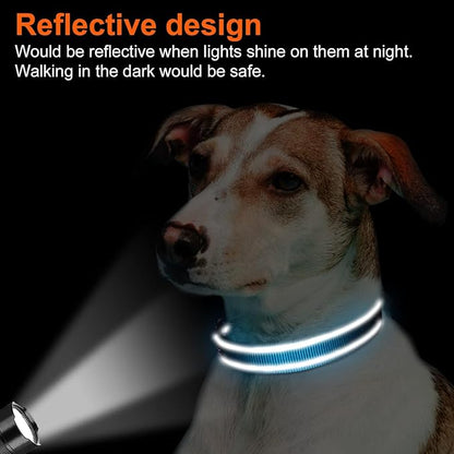 Joytale Reflective Dog Collar, Soft Neoprene Padded, Metal D-Ring, Nylon Pet Collar Adjustable for Large Dogs, Sky Blue, L