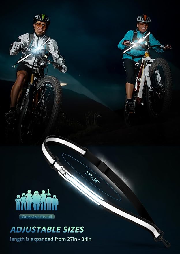 LED Reflective Belt Sash Walking Gear,Safety Lights for Walkers at Night,High Visibility Safety Rechargeable Reflective Running Gear for Men Women Kids Night Dog Walking Gear