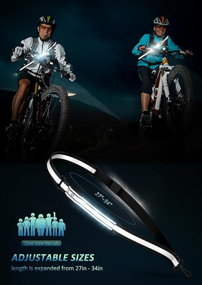 LED Reflective Belt Sash Walking Gear,Safety Lights for Walkers at Night,High Visibility Safety Rechargeable Reflective Running Gear for Men Women Kids Night Dog Walking Gear