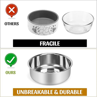 Raised Cat Bowls Cat Feeder Holders 2 Stainless Steel Elevated Pet Water Food Bowl for Cats Puppies Rabbits (2 Bowls)