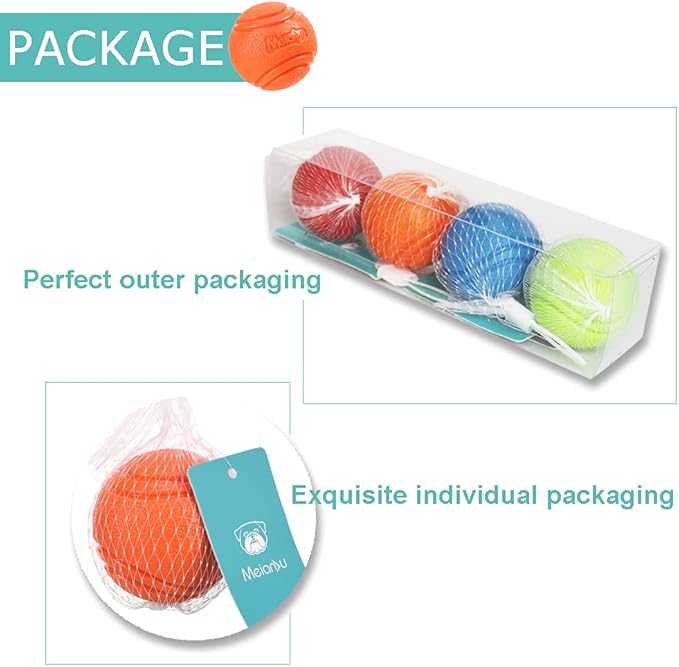 4 Pcs Rubber Balls, 2.4in/6cm in Diameter for Medium Dogs 30-60 Lbs - High Bounce, Waterproof, Chew Resistant Toy Balls Belgian Malinois Gifts (6cm)