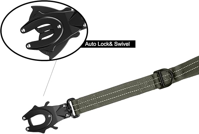 ICEFANG Short Dog Leash 18 Inch Reflective Nylon Traffic Leash with Padded Handle,Heavy Duty Auto Lock Swivel Clip for Medium Large Dogs No Pull Training Walking (Green, 18 Inch)