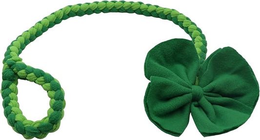 Baba&Nana Braided Fleece Dog Tug Toy, 2026 St. Patrick's Day Gifts for Your Furry Dog Friend, Assorted Colors Tug Rope Toys, Interactive Tug of War Toy for Agility Dogs (Four-Leaf Clover Style)