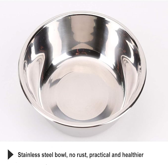 Tineer Double Pet Dog Slow Feeder Bowl,Stainless Steel Anti-Choke Puppy Food and Water Feeder for Dog Cats (Green)