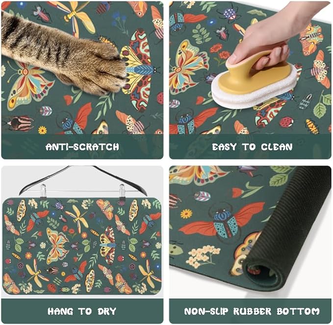 Dog Food Mats for Floors Waterproof, Pet Water Bowl Mats Pet Feeding Absorbent Placemats 16 * 24 inch