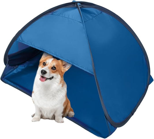 1pcs Pop Up Dog Cat Camping Tent, Blue Outdoor Play House Portable Sun Shelter Pet Tent for Dogs Cats Puppy Kitty Other Small Animals, L