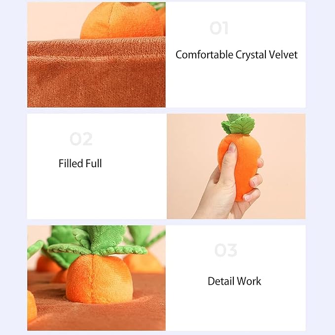 Carrot Dog Toy, Snuffle Mat for Dogs Toy Carrot, Interactive Dog Plush Puzzle Toys,Carrot Garden Dog,Dog Carrot Toys Pet Stress Relief with 12 Carrots (1)