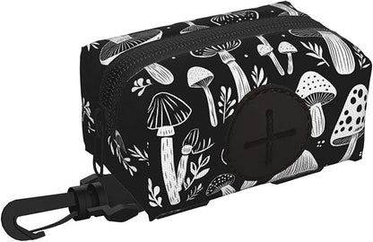 Dog Poop Bag Holder for Leashes - Lightweight Pet Waste Bags Dispenser Doggy Zippered Pouch for Puppy Walking Accessories(Art Mushroom)