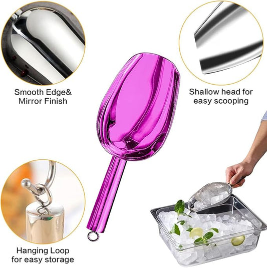 Metal Ice Scoop，Kitchen Ice Scooper for Ice Maker,Stainless Steel Small Ice Scooper for Freezer，Kitchen Gadgets Cookie Flour Pet Dog Food Scoop (purple, 3oz)