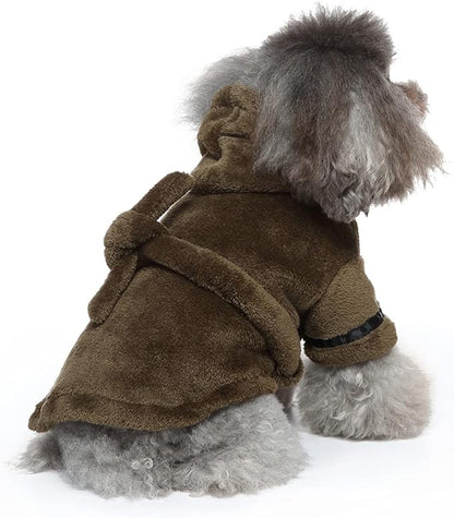 Dog Drying Robe Coat Super Absorbent Soft, Fast Drying Pet Dog Bathrobe Towel with Adjustable Waistbelt