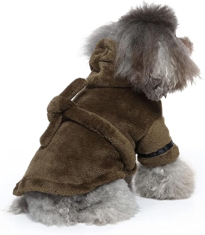 Dog Drying Robe Coat Super Absorbent Soft, Fast Drying Pet Dog Bathrobe Towel with Adjustable Waistbelt