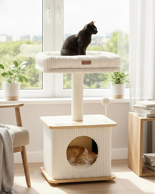 Modern Cat Tree for Indoor Cats, Nordic Loft Style, Cat Tower for Kitten with Sisal Scratching Posts, Soft Padded Beds & Cozy Condos, Floor-Mounted for Kittens & Adult Cats