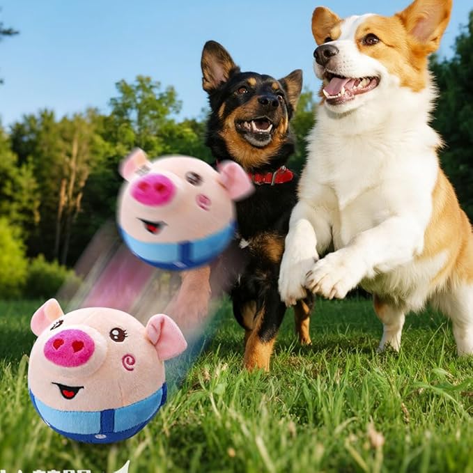 Interactive Dog Toys, 2026 New Active Moving Pet Plush Toy, Rechargeable Squeaky Dog Ball Toy with Talking Sound, Washable Cartoon Pig Plush Toy (#04)