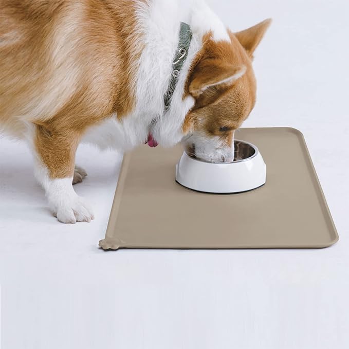 AUDWUD Silicone Waterproof Pet Feeding Mats,Anti Slip Bowl Pad, Dog Mat for Food and Water