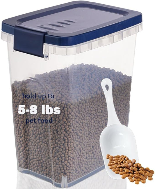 EIwichen Dog and Cat Food Storage Container with Scoop - 5-10 Lbs Pet Food Container with Airtight Lid, Dry Food Bin BPA Free, Kibble Container, for Pet, Cat, Dog, Bird Seed, e