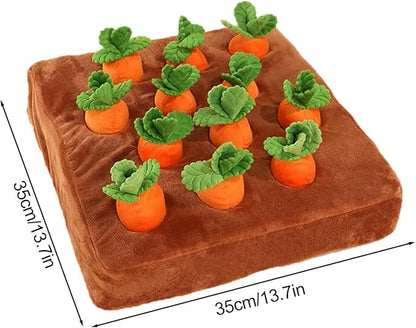 Carrot Dog Toy, Interactive Dog Carrot Puzzle Toy, Snuffle Mat for Dogs Toy Carrot, 2 in 1 Non-Slip Nosework Feed Games, Dog Carrot Toy Pet Stress Relief with 12 Carrots