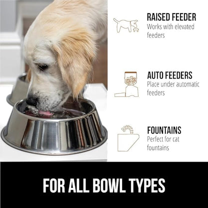 GORILLA GRIP 100% Waterproof Raised Edge BPA Free Silicone Pet Feeding Mat, Dog Cat Food Mats Contain Spills Protects Floors, Placemats for Cats and Dogs Water Bowl, Pets Accessories 16x10, White