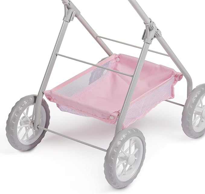 JC Toys - Berenguer Boutique | Deluxe Folding Pet Stroller | Pink Floral Collection | Removable Pet Carrier for Dolls and Plush | Ages 3+