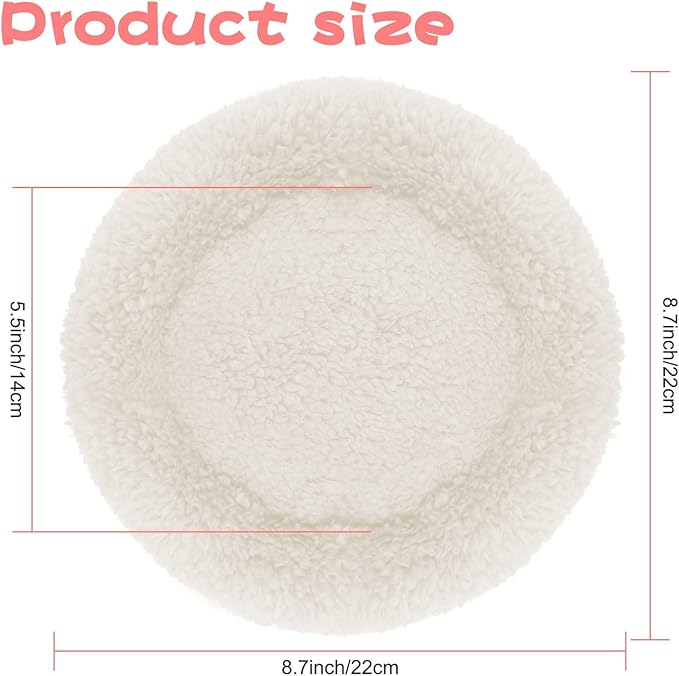 BWOGUE Hamster Bed,Round Velvet Warm Sleep Mat Pad for Hamster/Hedgehog/Squirrel/Mice/Rats and Other Small Animals