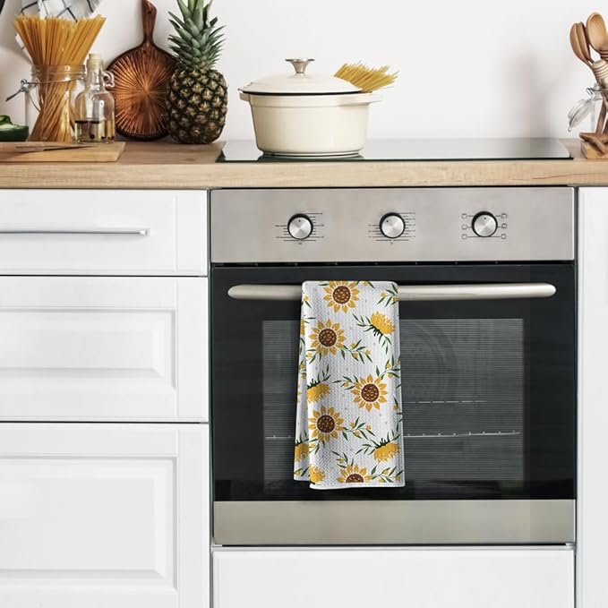 Sunny Kitchen Towels for Mom-Sunflower Absorbent Microfiber Dish Towel,Great Gift for Hostess,New Home,Women,Friends,Housewarming on Birthday Christmas Mother's Day 16" x 24”