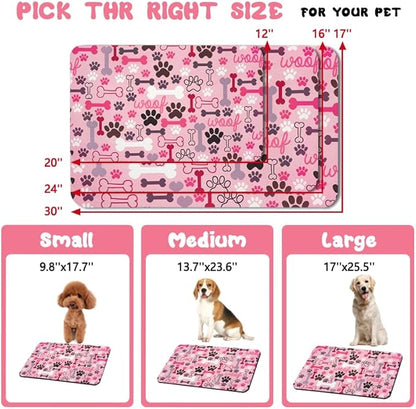 Dog Food Mats for Floors Waterproof, Pet Water Bowl Mats Pet Feeding Absorbent Placemats Pink 17 * 30 inch