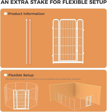 FXW Homeplus Unleashed Dog Playpen Designed for Indoor Use, 1 Add-on Gate, 40" Height for Medium and Large Dogs, White│Patented