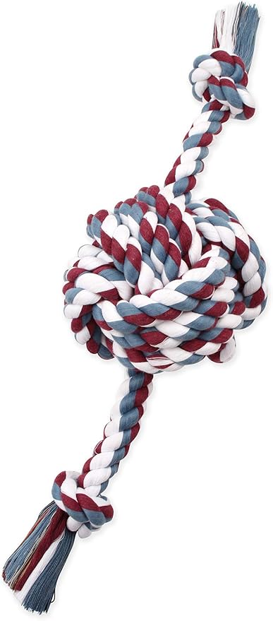 Mammoth Pet Products Flossy Chews Colossal 25-Inch Color Monkey Fist Ball with Rope Ends, Assorted Colors, Multicolor (20166F)