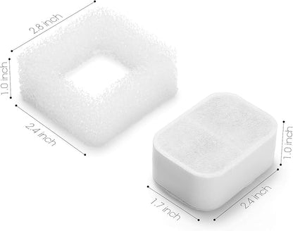 iPettie Replacement Filters for Tritone & Fiumi Ceramic Pet Water Fountain, 8PCS Carbon Filters and 4PCS Foam Filters