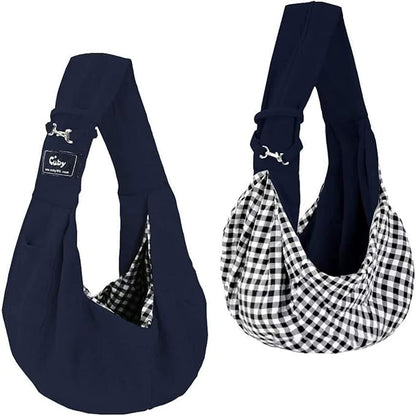 CUBY Dog and Cat Sling Carrier - Hands Free Reversible Pet Papoose Bag - Soft Pouch and Tote Design - Suitable for Puppy, Small Dogs Cats Outdoor (Classic Blue, One Size Classic)