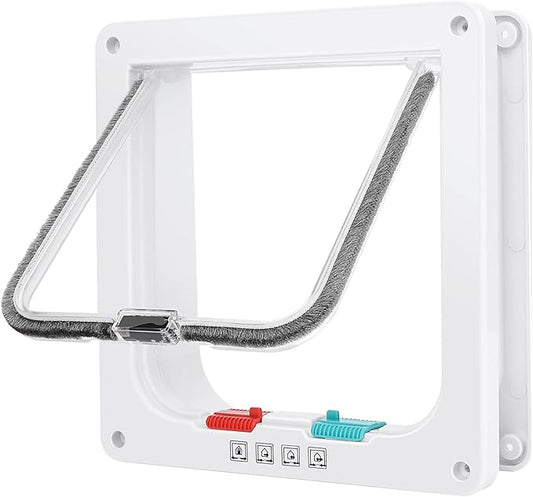 Cat Door, Safety Pet Door with 4 Way Lock, Weatherproof & Easy Installation Cat Flap Door for Interior Exterior Door, Window, Wall(X-Large, 8.66in x 7.67in Flap)