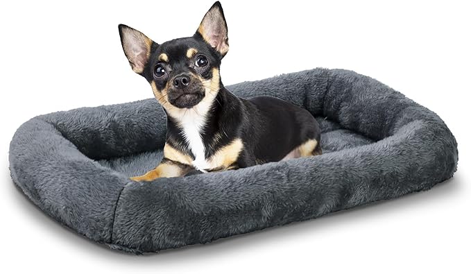 Patas Lague Bolster Dog Bed for Extra Small Dogs 16''x12'', Soft Warm Foam Pet Sofa Bed, Machine Washable Pet Cat Crate Mat for Toy Breeds, Dark Grey