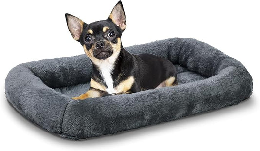 Patas Lague Bolster Dog Bed for Extra Small Dogs 16''x12'', Soft Warm Foam Pet Sofa Bed, Machine Washable Pet Cat Crate Mat for Toy Breeds, Dark Grey